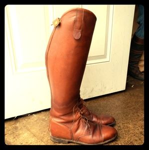 tall brown Italian leather boots